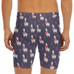 Xmas Llama Pattern Print Men's Long Boxer Briefs