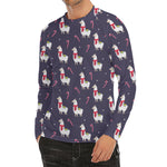 Xmas Llama Pattern Print Men's Long Sleeve Rash Guard