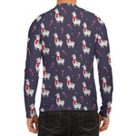 Xmas Llama Pattern Print Men's Long Sleeve Rash Guard