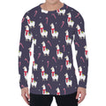 Xmas Llama Pattern Print Men's Long Sleeve T-Shirt