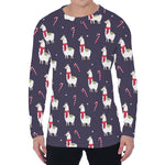 Xmas Llama Pattern Print Men's Long Sleeve T-Shirt