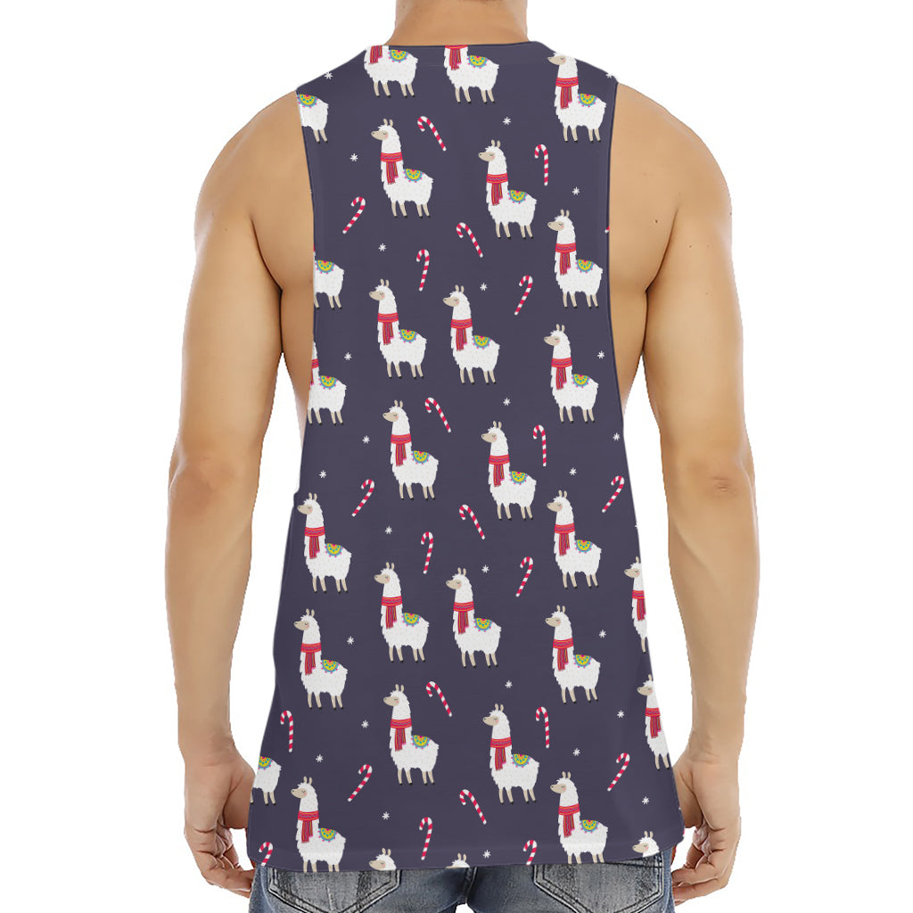 Xmas Llama Pattern Print Men's Muscle Tank Top