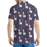 Xmas Llama Pattern Print Men's Polo Shirt