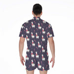 Xmas Llama Pattern Print Men's Rompers