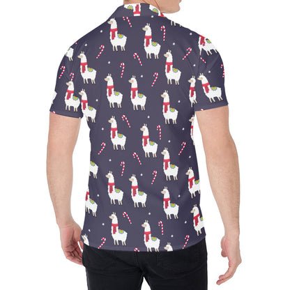 Xmas Llama Pattern Print Men's Shirt