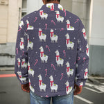 Xmas Llama Pattern Print Men's Shirt Jacket
