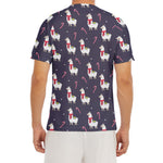 Xmas Llama Pattern Print Men's Short Sleeve Rash Guard