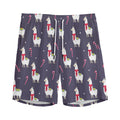 Xmas Llama Pattern Print Men's Athletic Shorts