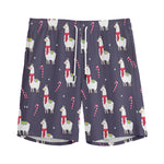 Xmas Llama Pattern Print Men's Sports Shorts