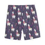Xmas Llama Pattern Print Men's Sports Shorts