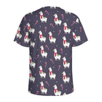 Xmas Llama Pattern Print Men's Sports T-Shirt