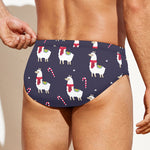 Xmas Llama Pattern Print Men's Swim Briefs