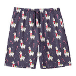 Xmas Llama Pattern Print Men's Swim Trunks