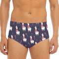 Xmas Llama Pattern Print Men's Triangle Swim Briefs