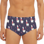 Xmas Llama Pattern Print Men's Triangle Swim Briefs