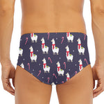 Xmas Llama Pattern Print Men's Triangle Swim Briefs