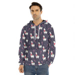 Xmas Llama Pattern Print Men's Velvet Pullover Hoodie
