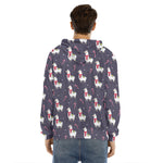 Xmas Llama Pattern Print Men's Velvet Pullover Hoodie