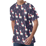 Xmas Llama Pattern Print Men's Velvet T-Shirt