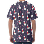 Xmas Llama Pattern Print Men's Velvet T-Shirt