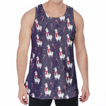 Xmas Llama Pattern Print Men's Velvet Tank Top