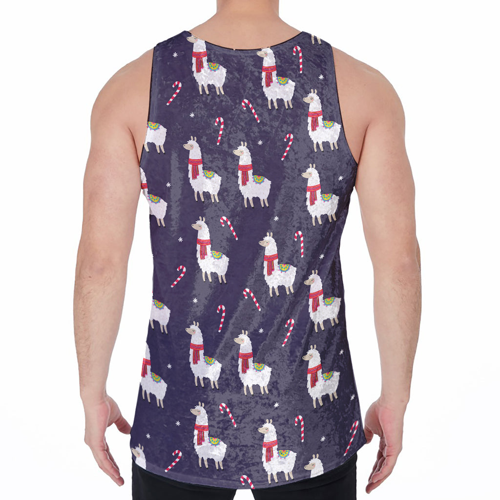 Xmas Llama Pattern Print Men's Velvet Tank Top