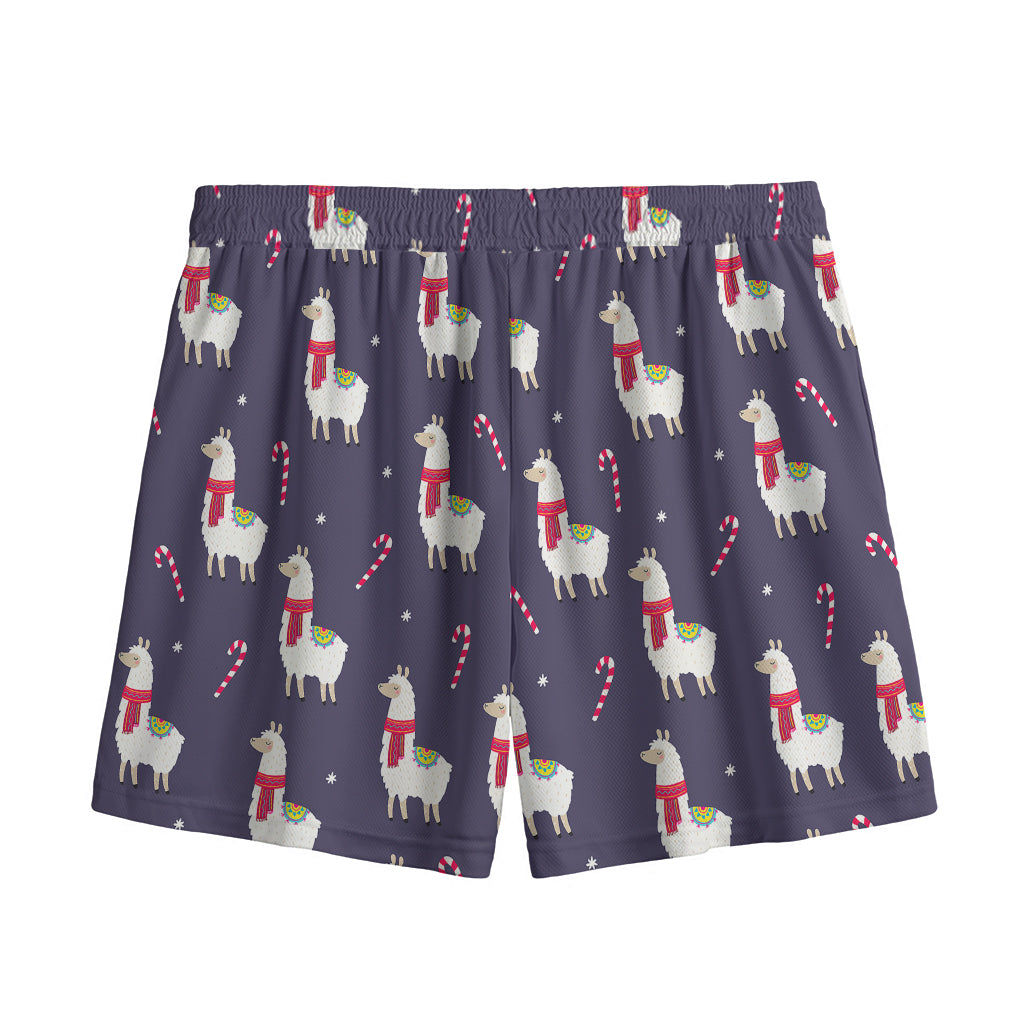 Xmas Llama Pattern Print Mesh Shorts