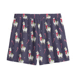 Xmas Llama Pattern Print Mesh Shorts