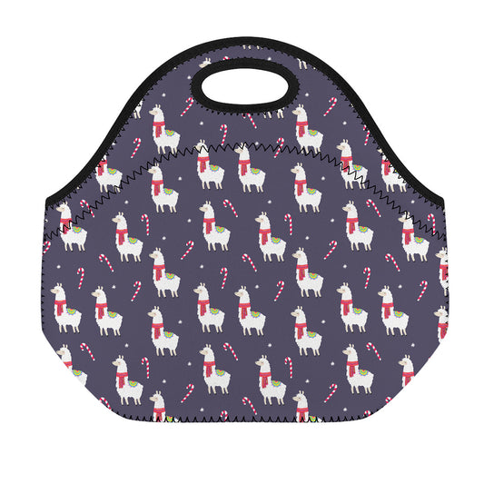 Xmas Llama Pattern Print Neoprene Lunch Bag