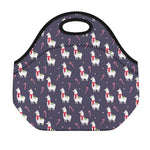 Xmas Llama Pattern Print Neoprene Lunch Bag