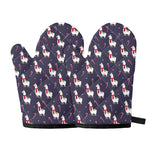 Xmas Llama Pattern Print Oven Mitts