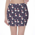Xmas Llama Pattern Print Pencil Mini Skirt