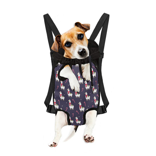 Xmas Llama Pattern Print Pet Carrier Backpack