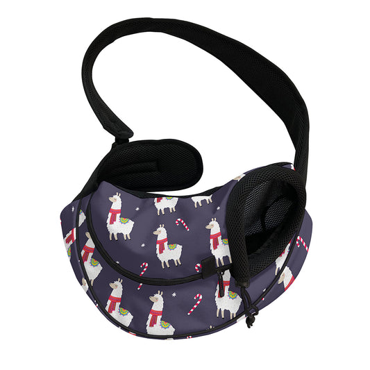 Xmas Llama Pattern Print Pet Sling Carrier