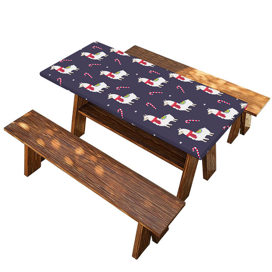 Xmas Llama Pattern Print Picnic Table Cover
