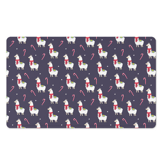 Xmas Llama Pattern Print Polyester Doormat