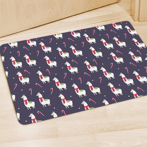Xmas Llama Pattern Print Polyester Doormat