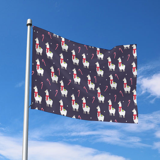 Xmas Llama Pattern Print Polyester Flag