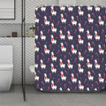 Xmas Llama Pattern Print Polyester Shower Curtain