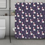 Xmas Llama Pattern Print Polyester Shower Curtain