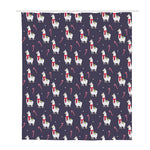 Xmas Llama Pattern Print Polyester Shower Curtain