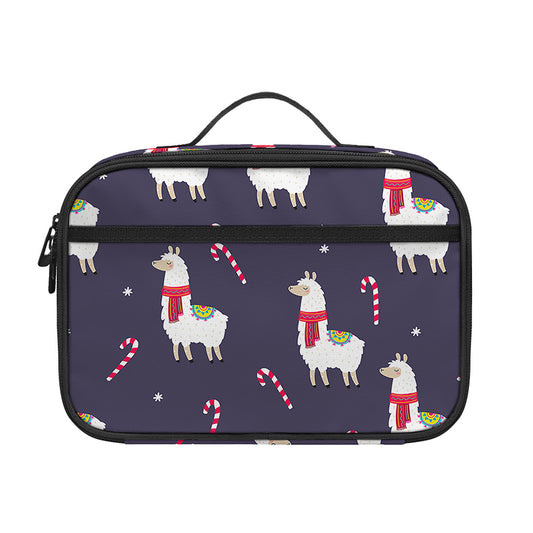 Xmas Llama Pattern Print Portable Lunch Bag