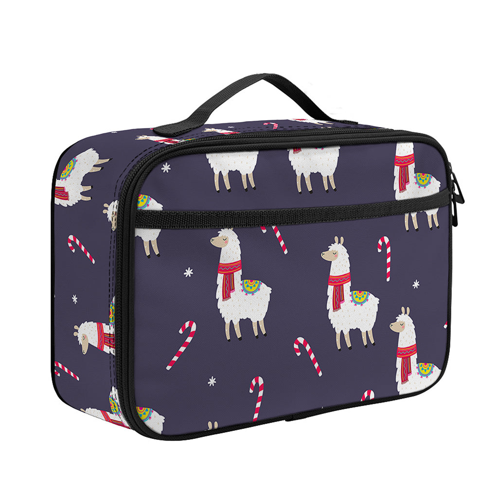 Xmas Llama Pattern Print Portable Lunch Bag