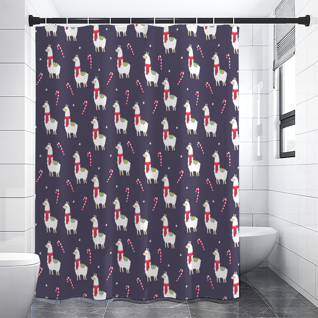 Xmas Llama Pattern Print Premium Shower Curtain