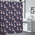 Xmas Llama Pattern Print Premium Shower Curtain