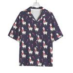 Xmas Llama Pattern Print Rayon Hawaiian Shirt
