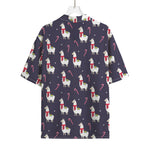 Xmas Llama Pattern Print Rayon Hawaiian Shirt