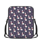 Xmas Llama Pattern Print Rectangular Crossbody Bag