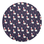 Xmas Llama Pattern Print Round Blanket