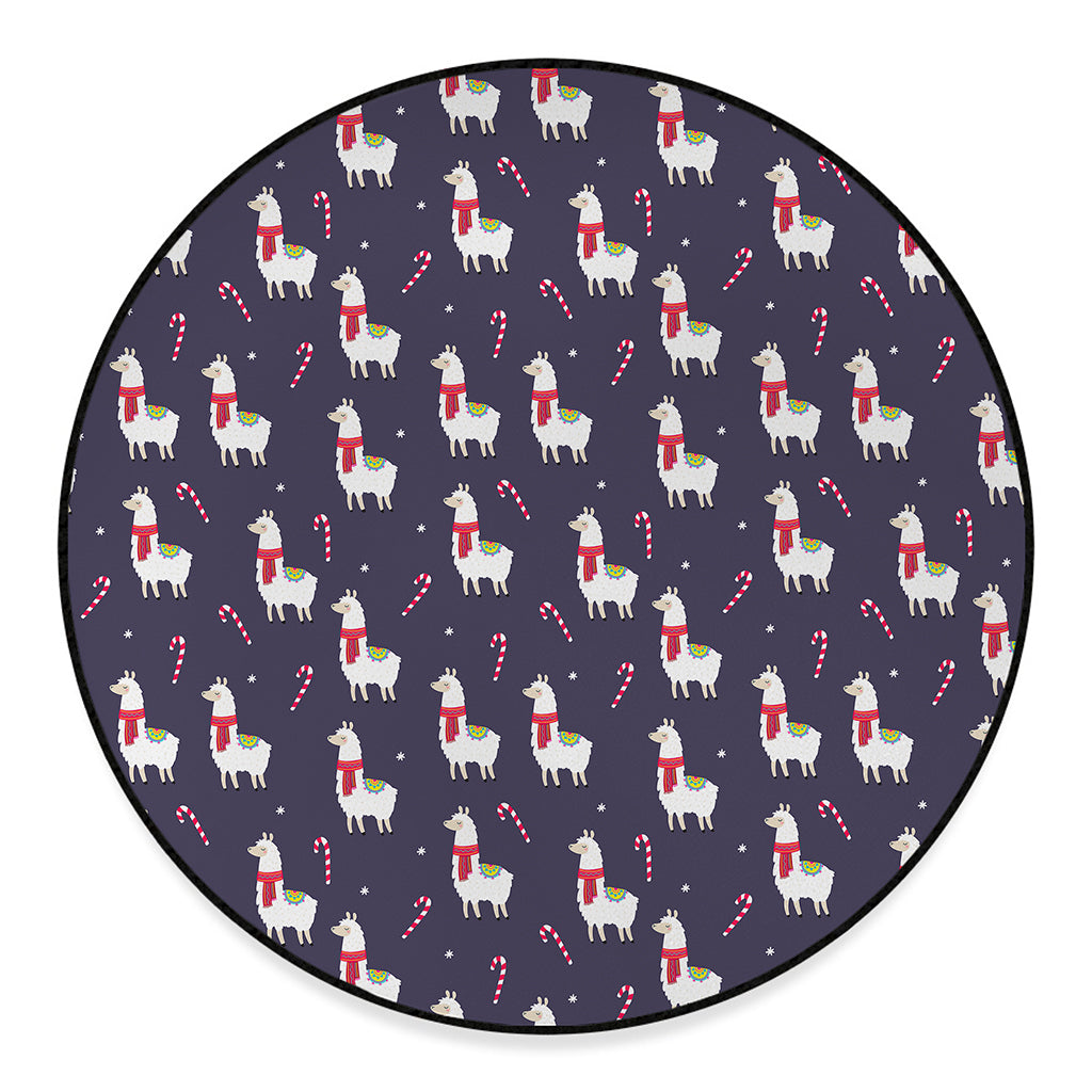Xmas Llama Pattern Print Round Floor Mat